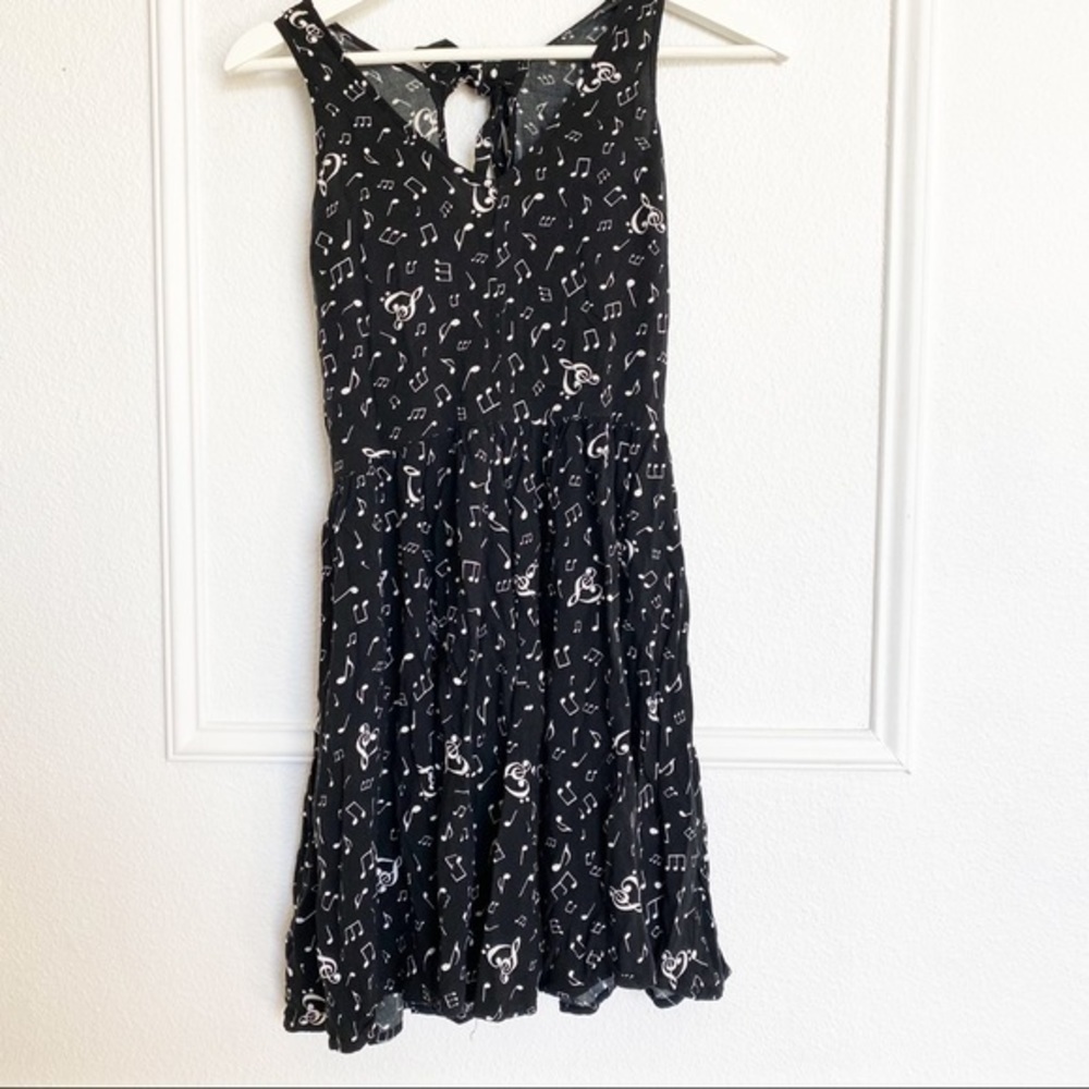 Musical print black mini skater dress - Picture 3 of 5